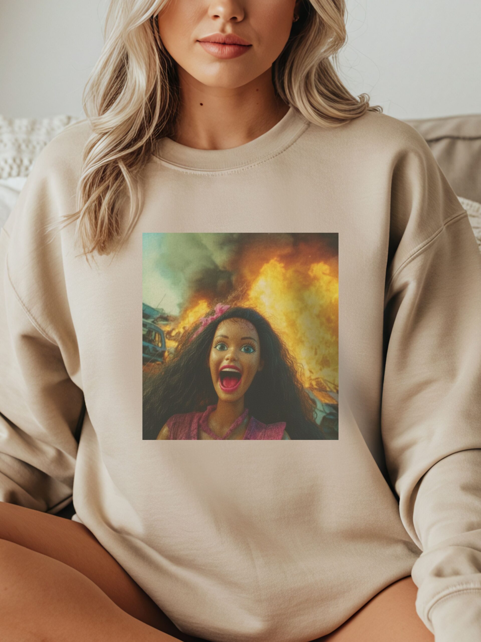 Lalka czarne włosy z ogniem