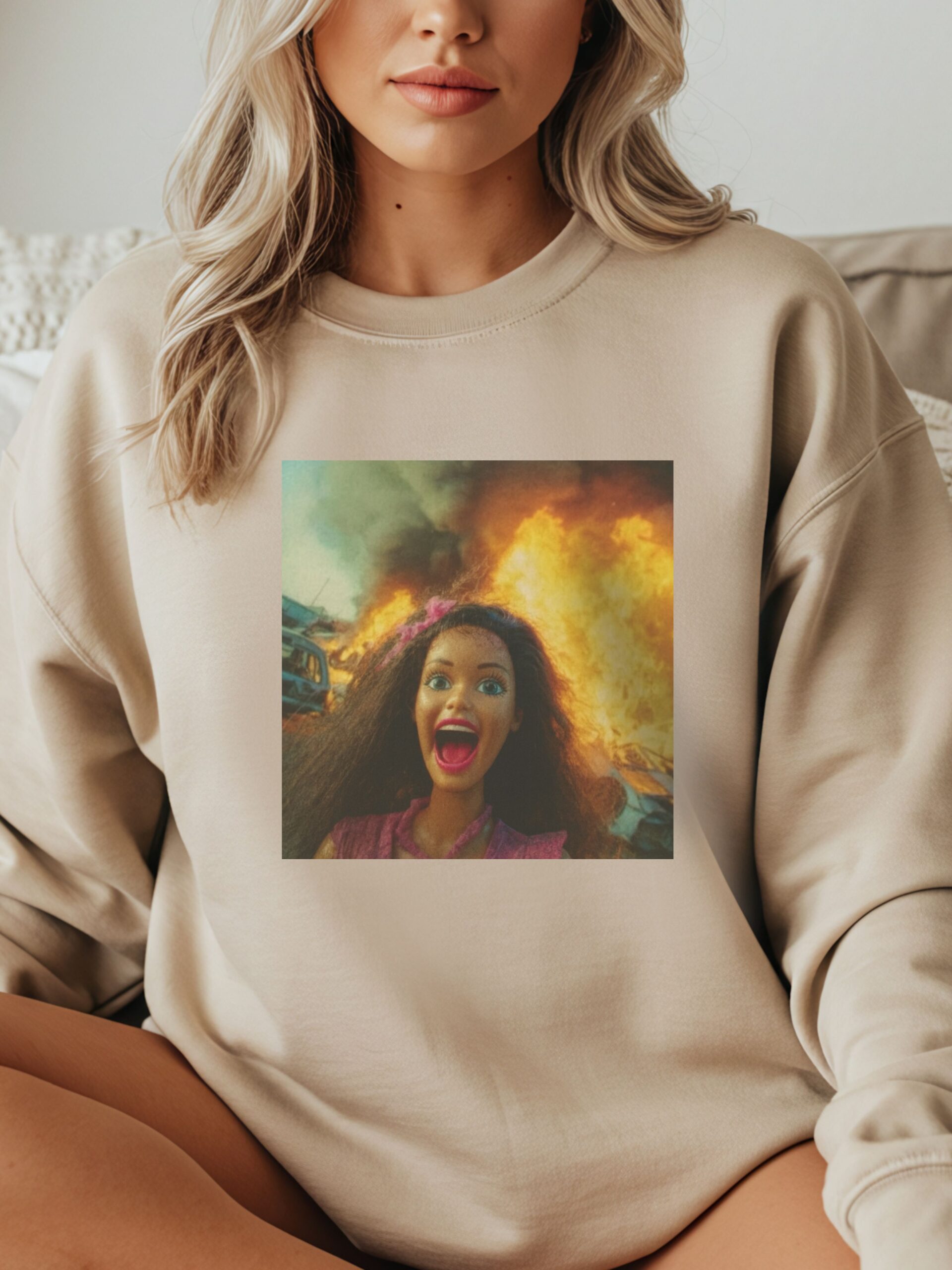 Lalka brunetka z ogniem