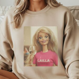 Lalka blond z winem różowa Lailla