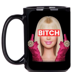 Czarny kubek lalka BITCH Lailla  - Twój tekst/imię