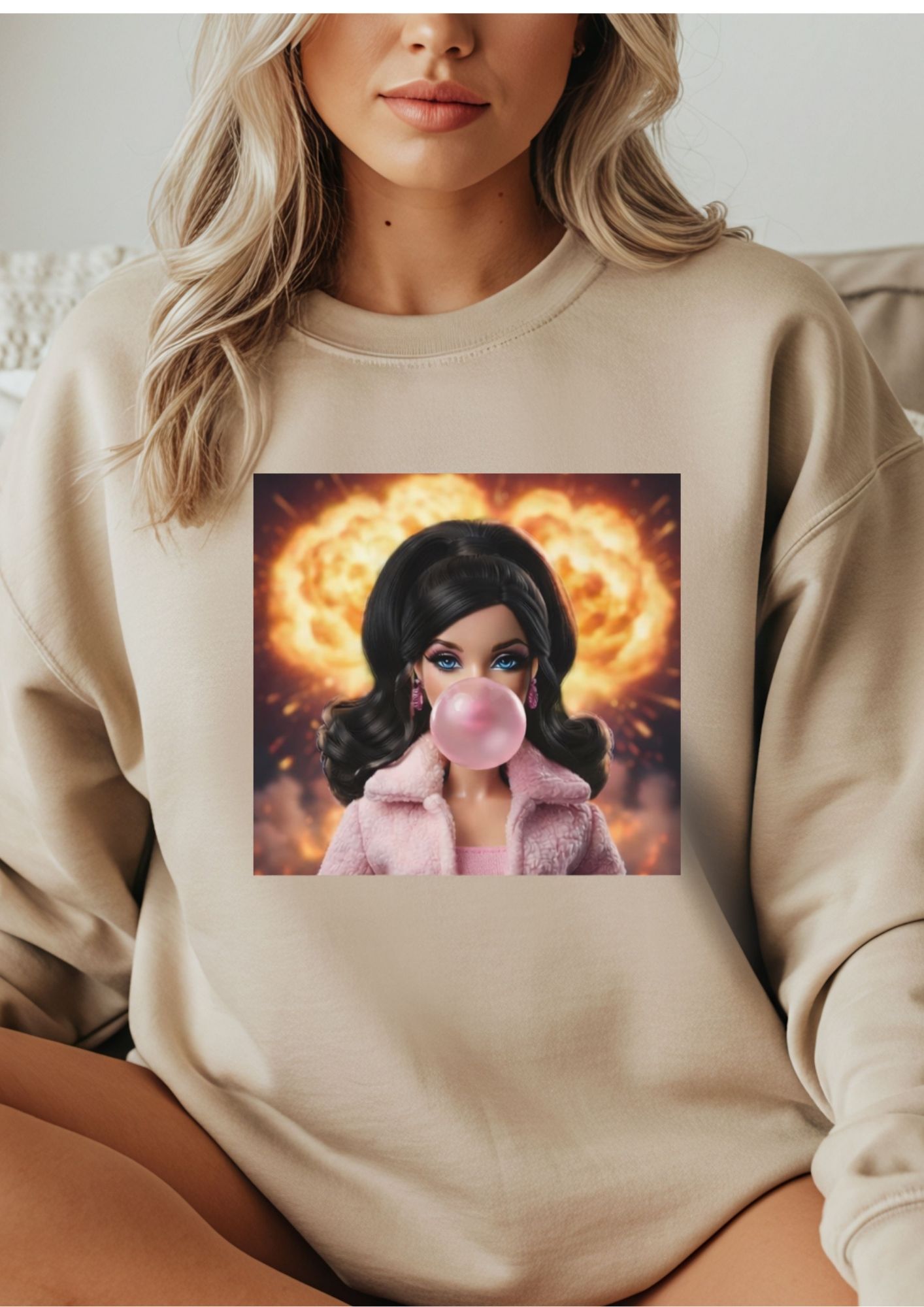 Lalka czarne włosy z gumą i ogniem