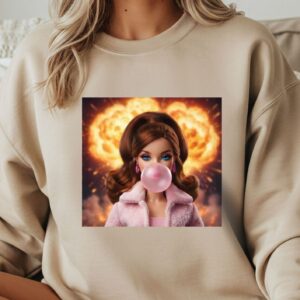 Lalka brunetka z gumą i ogniem