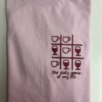 Od ręki - Haft -  kawa i wino - koszulka light pink -  rozmiar S