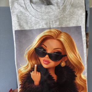 Od ręki - Lalka Bad Glam - koszulka ash grey -  rozmiar M