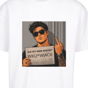 mężczyzna z gazetą - ale wy mnie wszyscy wku*wiacie