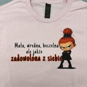 Od ręki - mała złośnica - mała, wredna...-  koszulka light pink -  rozmiar S