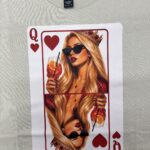 Od ręki - lalka blond na karcie-  koszulka sand -  rozmiar M