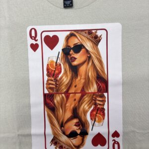 Od ręki - lalka blond na karcie-  koszulka sand -  rozmiar M