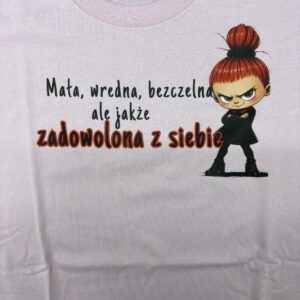 Od ręki - mała złośnica + nadruk tył  -  koszulka light pink -  rozmiar M
