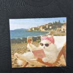 Od ręki - kot na plaży -  koszulka czarna -  rozmiar XL