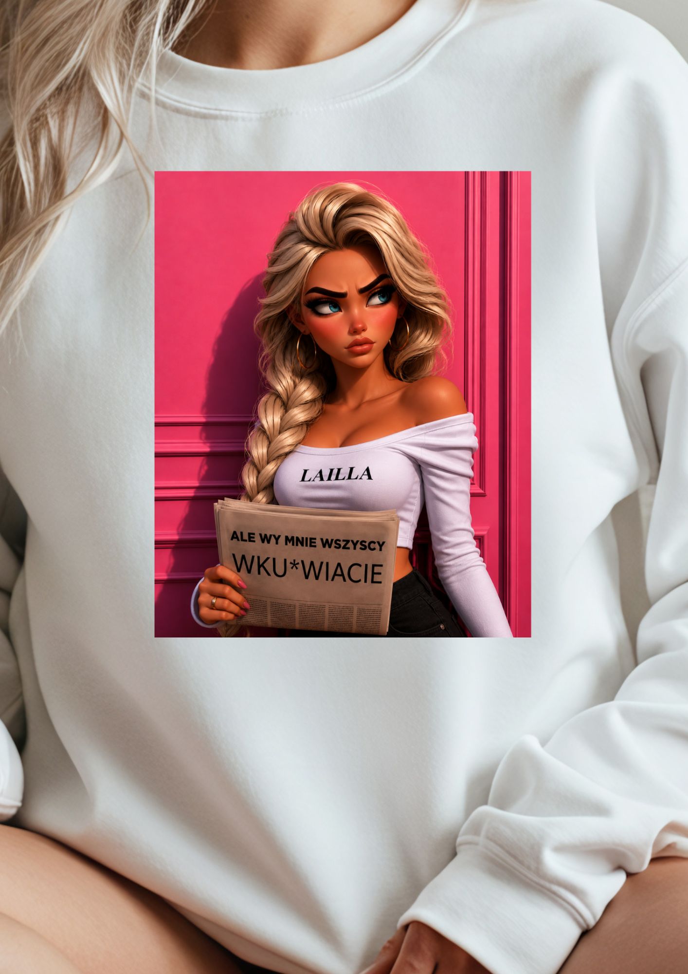 lalka blond włosy warkocz - ale wy mnie wszyscy wku*wiacie
